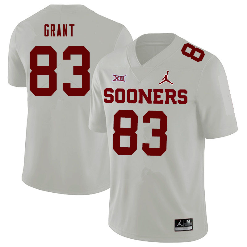 Oklahoma Sooners #83 Cason Grant College Football Jerseys Sale-White